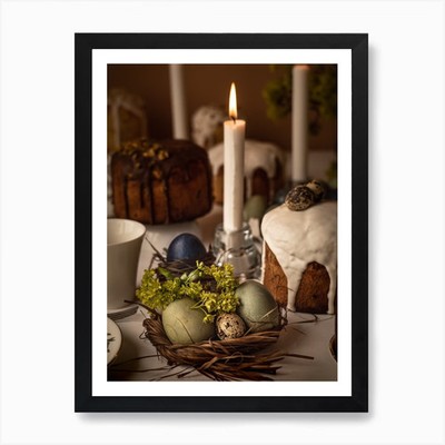 Ostern Tischgedeck 16 Kunstdruck gerahmt Wandbild Poster Leinwanddruck Bild