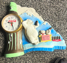Coca-Cola Bottle-Shaped Wall Clock with Polar Bear & Iceberg Design