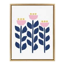 Sylvie Nordic Flowers Framed Canvas by Myriam Van Neste, 18x24 Gold, Whimsica...