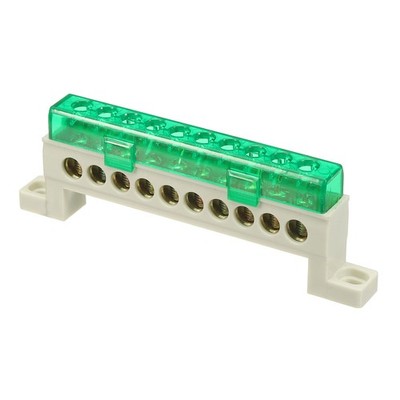 Terminal Ground Bar, 10 Positions 7x11mm Ground Block for Electrical, Green