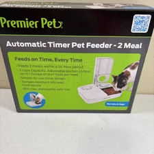 Premier Automatic Pet Feeder 24HR Timer 2 Meal Tamper Resistant Dog Cat Puppy