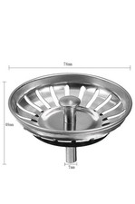 2 x Kitchen Sink Replacement Waste Plug Basin Drain Filter Steel UK size