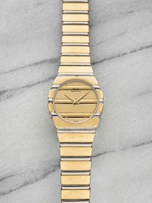 Vintage 1980s Piaget Polo 761C701 18K Yellow Gold Champagne Dial Quartz 26mm