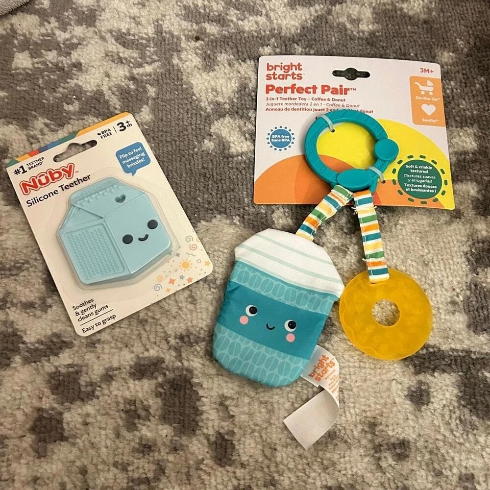 Bright Starts & Nuby Two Food Theme Baby Teethers (NWT)