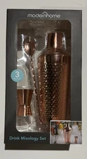 3 Piece Modern Home Brand Drink Mixology Set Sealed Cup Spoon Mixer