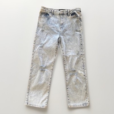 Kendall + Kylie High Rise Straight Jeans Women s 11/30 Light Wash Distressed