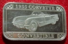 1955 Corvette Convertible Bar-Silvertowne 1 Troy oz.999 Fine Silver-GM Licensed