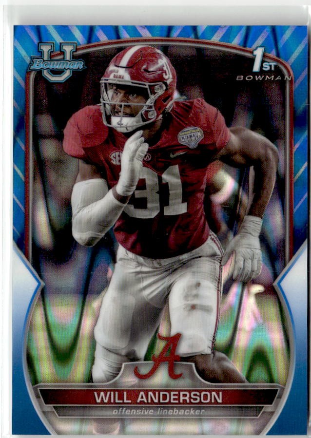 2022 Bowman University Chrome #52 Will Anderson Blue RayWave Refractor #/199