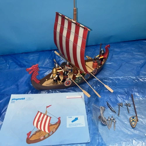 FUN! PLAYMOBIL 3150 VIKING LONGBOAT  100% Vintage 2003  Instructions EUC No Box