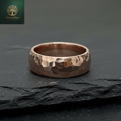 Pure Copper Ring, Ayurvedic Healing Band, Hammered Half Round Arthritis Ring