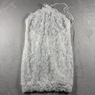 Victoria Secret Women L White Slip Halter Zip Laced Back Fairy Sexy Y2K NWT#1156