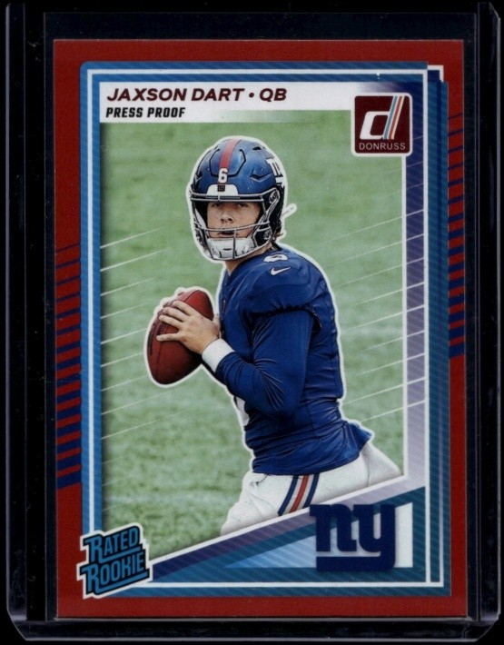 2025 Panini Donruss Football Jaxson Dart #400 RC Rated Rookie Press Proof Red