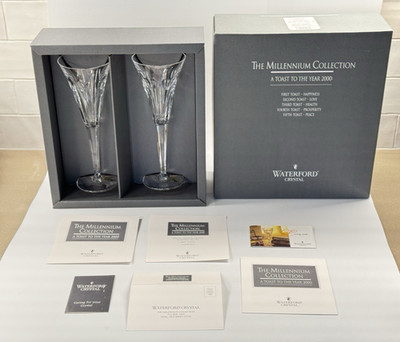 Waterford Millennium Collection Toast To The Year 2000 Champagne Flute Happiness