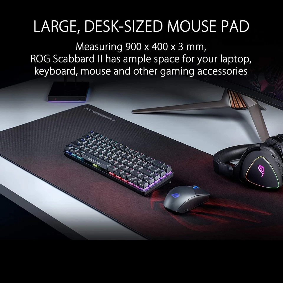 ROG Scabbard II Gaming Mousepad ROG, Impermeabile, Resistente Ai Liquidi, Ad Urt - Immagine 2 di 4