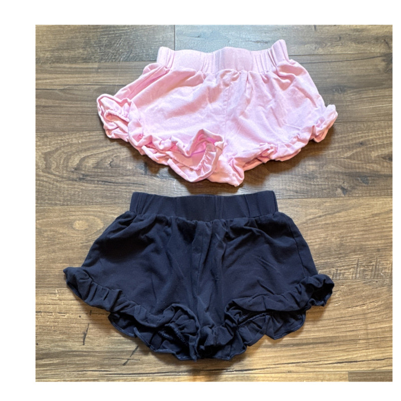 EUC 2 pair Girls Ruffle Hem Shorts Pink Navy Size 6 Elastic Waist Set