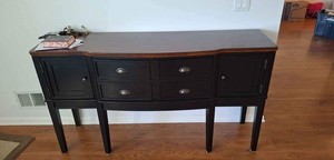 Elegant Dark Wood Sideboard Buffet Table – 4 Drawers, 2 Cabinets, Solid & Sturdy