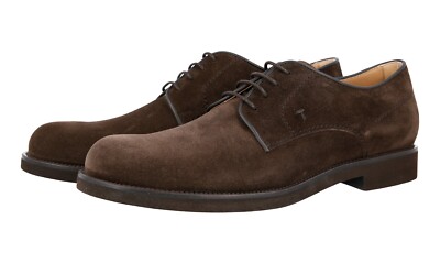 TOD'S DERBY LACE-UP SHOES BROWN SUEDE RUBBER SOLE NEW US EU 43,5 44 