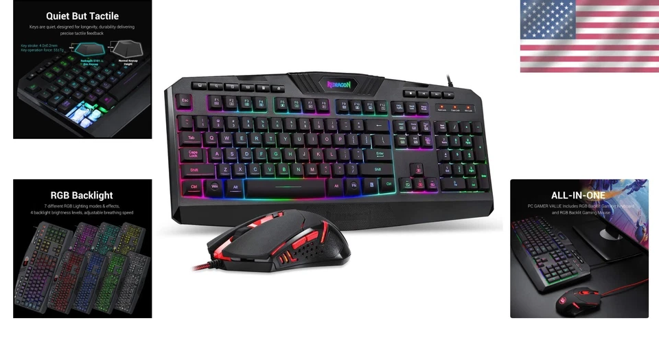 RGB Backlit Gaming Keyboard & Programmable Mouse Combo – Ergonomic Design - Image 2 of 4