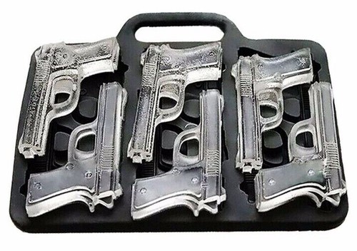 GUN ICE CUBE TRAY WEAPON X6 PISTOL SHAPED CUBES CHOCOLATE SILICONE MOULD BARWARE