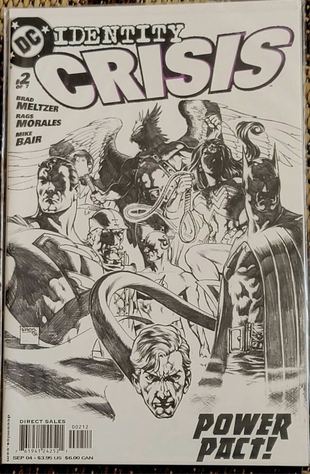 Identity Crisis #2 (2004) 2nd Print Black/white Sketch Variant By Rags Morales