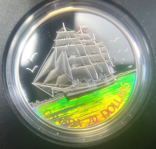 2005, Canada, $20 Coin .999 Silver, Tall Ships Series, Hologram, Unc., Mint Case
