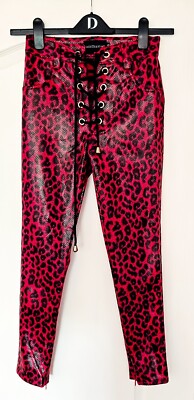 Jagger & Stone Designer Damen rot Leopardenmuster Schlangenhautstruktur Kunstleder