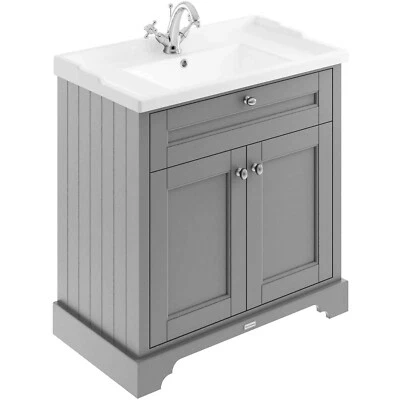 HUDSON REED Old London 800mm Floor Standing Basin Vanity Unit Storm Grey Traditional Cabinet