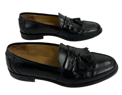 Johnston & Murphy Mens Black Leather Slip-On Tasseled Loafer  display picture 1