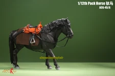 1/12 ACG-45A Black Simulated Animal Pack Horse With Harness Fit 6''Figure Doll