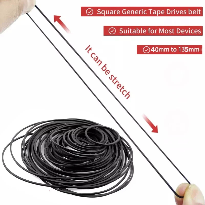 100pcs 40-135mm Riemen Mixed Antriebsriemen für Kassettendeck Cassette Tape Belt - Bild 2 von 4