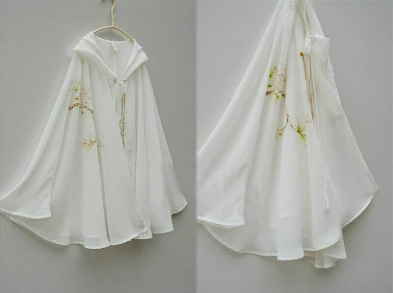 Verano Mujeres Capa Sudadera con Capucha Protector Solar Abrigo Blanco Mantón Cárdigan Hanfu Capa Gasa Foto 4 de 4