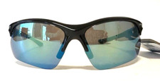 NEW Foster Grant Ironman Ambition SUNGLASSES Blue Mirror Black Wrap Sport   