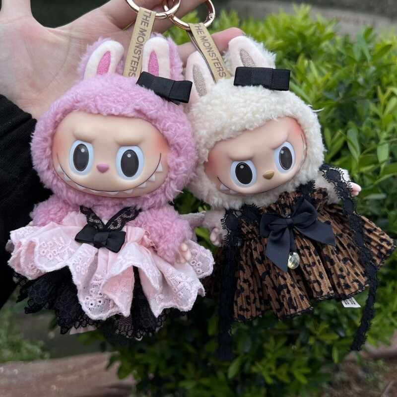 POP MART LABUBU The Monsters Plush DIY Mini Black Leopard Print Skirt ...