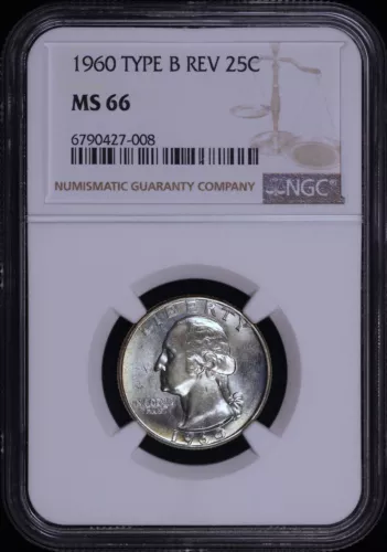 1960 Type B Reverse Washington Quarter NGC MS-66
