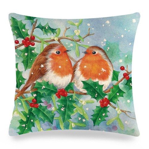 Cardinal Snow Branch Pillow Cover Winter Robin Bird Christmas Holly Cushion Case - Picture 85 of 88