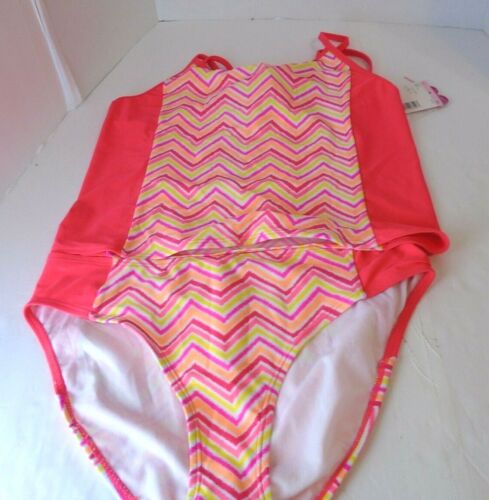 NEW GIRLS JOE BOXER TANKINI SET Pink white yellow orange chevron 18.5 GG