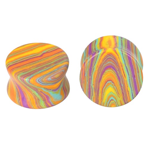 2PCS Organic Stone Ear Gauges Double Flared Saddle Ear Plug Flesh Tunnels Earlet - Picture 3 of 17