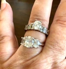 Set of Two Vintage Sterling Silver & CZ Engagement Rings - Size 9