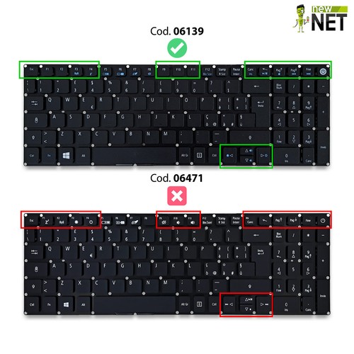 Tastiera compatibile con Acer Aspire A515 A515-51 A515-51G-86R5 QWERTY - Afbeelding 2 van 6