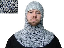 Aluminum round riveted coif head hood Large size 9 mm 16 g chainmail coif hood