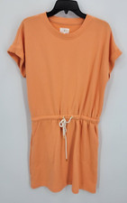 Lou & Grey Dress Womens Medium Orange Cinch Waist Soft Knit Casual Mini Beach