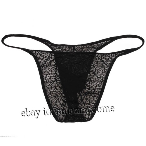 Men Hipster Brazilian Bikini Briefs Jacquard Lace Underwear Cheeky String Briefs - Picture 14 of 24