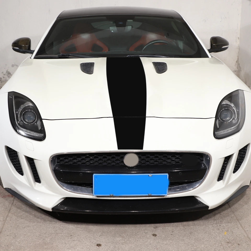 Calcomanía adhesiva de vinilo a rayas de capó de carreras negra apta para Jaguar F-TYPE 2013-2022 Foto 4 de 4