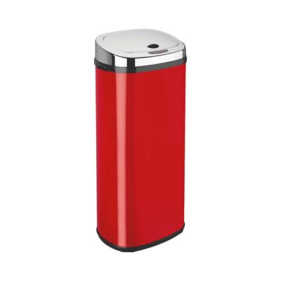 50L Küche Sensor Eimer Automatik Abfalleimer Home Office Chrom Deckel Rot Eimer
