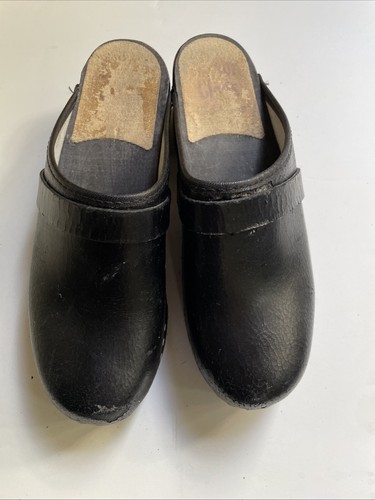 Olsson Clogs schwarz Leder Holz Schweden Clogs Slipper Damen Gr. 38 US 7-8,5 - Bild 13 von 14