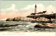 Portland, ME Maine  PORTLAND LIGHT HOUSE Looking West  ca1900's UDB Postcard