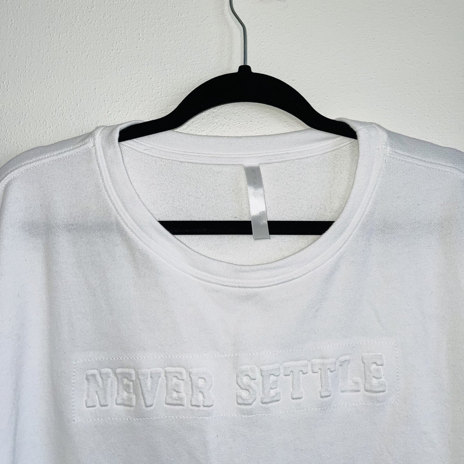Fabletics Never Settle White Pullover Graphic Swe… - image 3