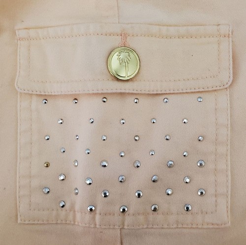 Hearts of Palm cotton blend peach silver stud cargo pocket skort mini skirt 10 - Picture 7 of 11
