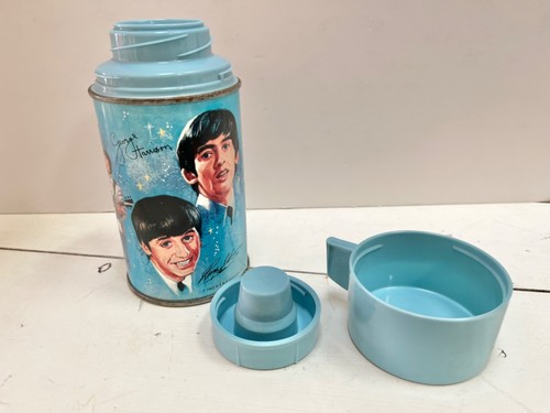 The Beatles Aladdin Thermos 8oz Nashville USA Rare 1960s Collectible Blue 1965 - Picture 13 of 14