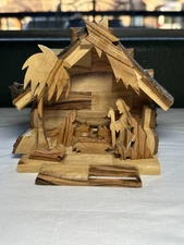 Olive Wood Nativity Scene Creche Manger Christmas Decor